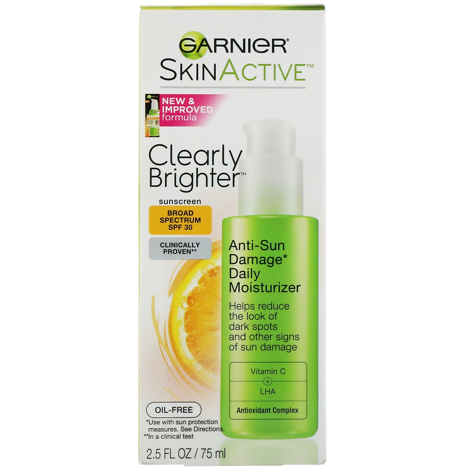 Garnier, SkinActive, Clearly Brighter, Anti-Sun Damage Daily Moisturizer, SPF 30, 2.5 fl oz (75 ml) - Imagem 2