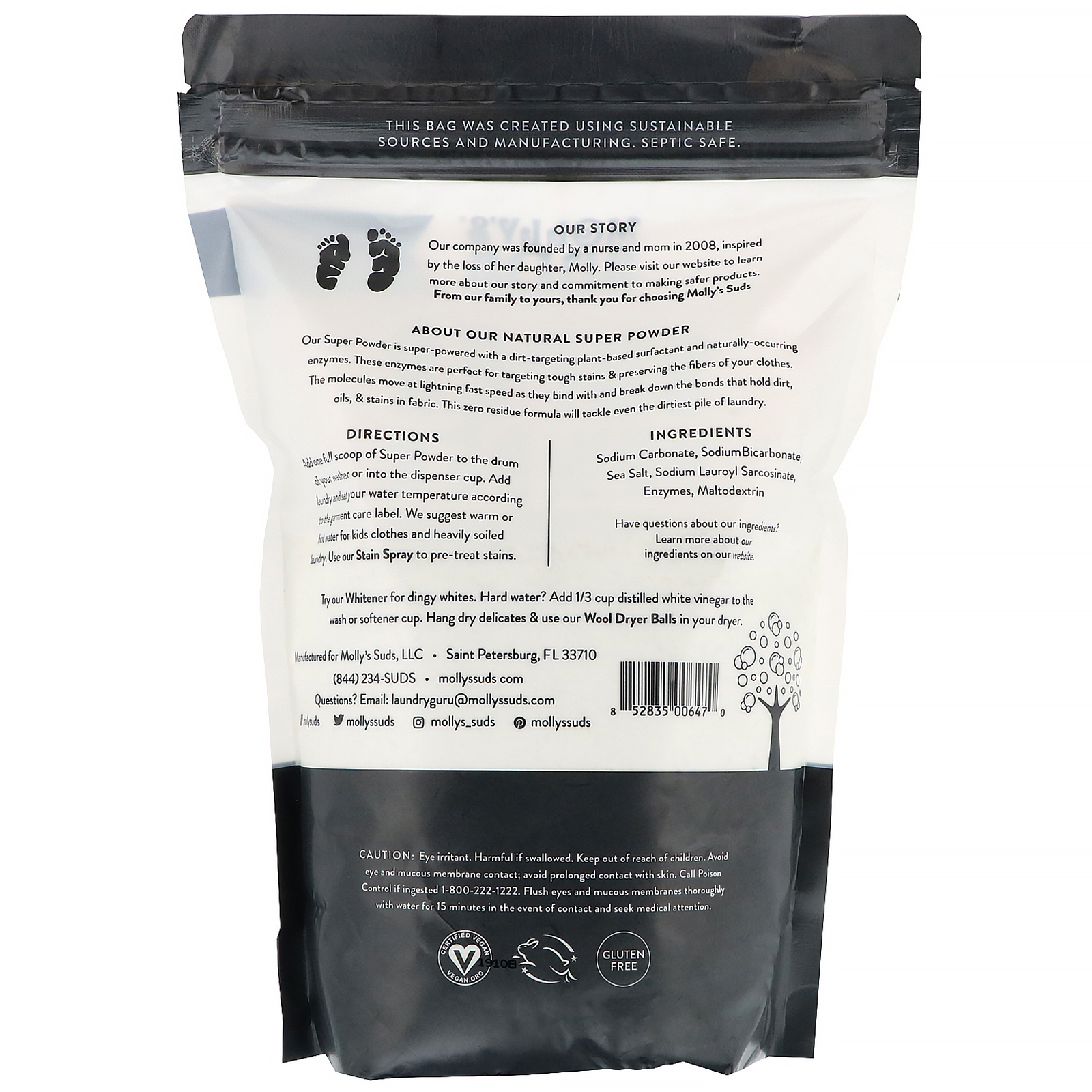 Molly's Suds, Super Pó, Detergente para Roupas, Sem Perfume, 60 Cargas, 60 oz - Imagem 2