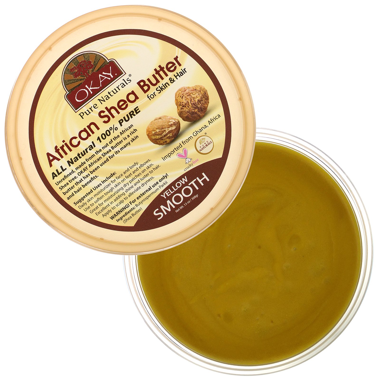 Okay Pure Naturals, African Shea Butter, Yellow Smooth, 13 oz (368 g) - Imagem 3