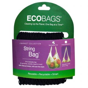 ECOBAGS, Saco de Corda, Coleção de Mercado, Preto, 1 Saco