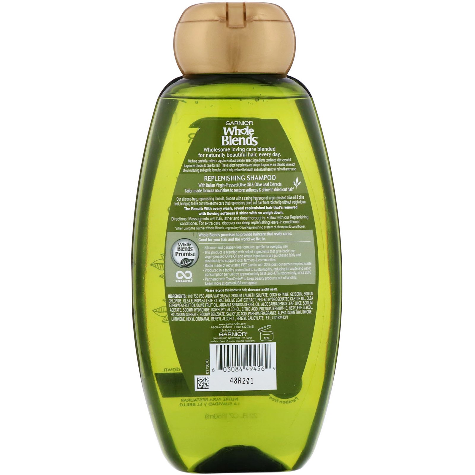 Garnier, Whole Blends, shampoo reconstituidor Legendary Olive, 650 ml - Imagem 2