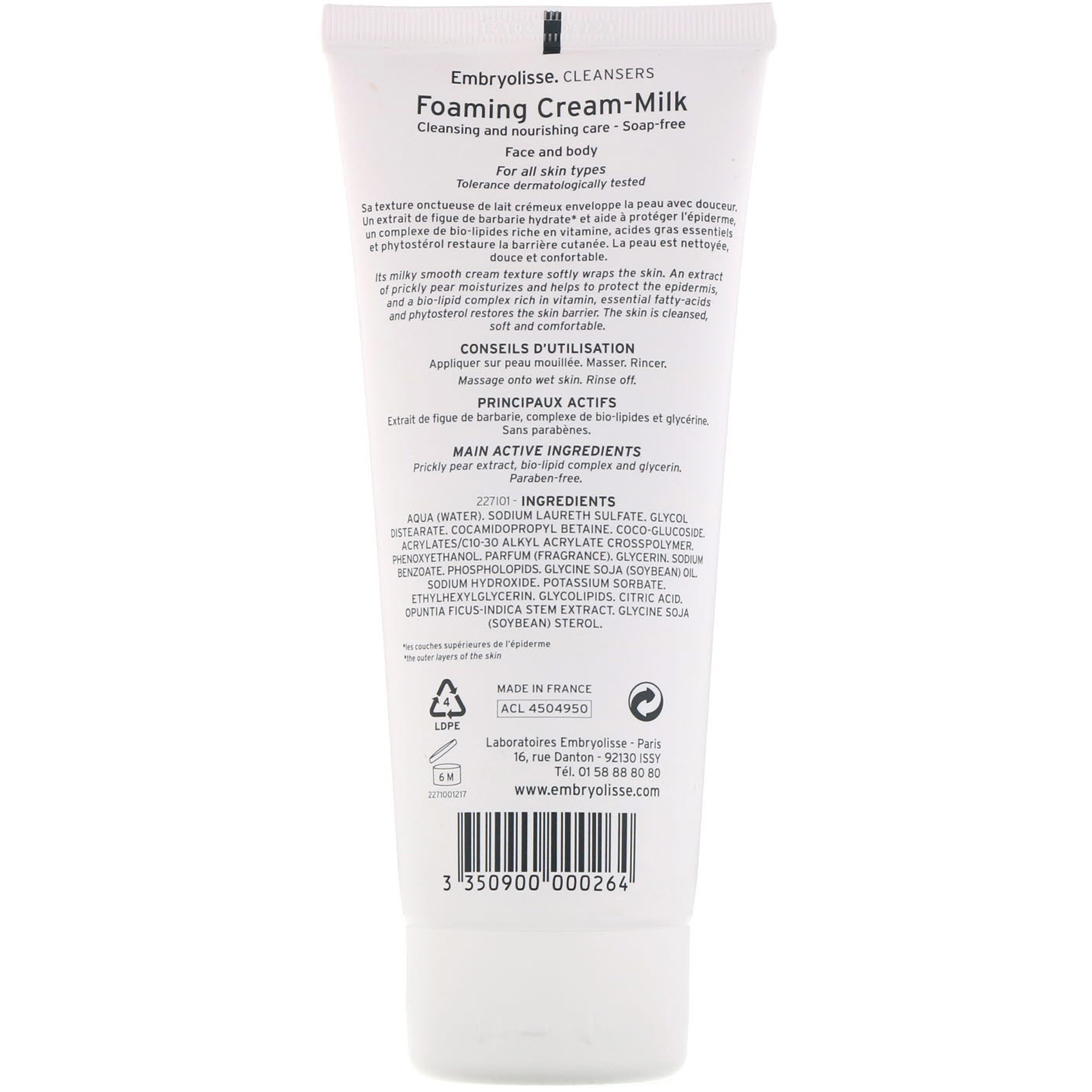 Embryolisse, Foaming Cream-Milk Cleansers, 6.76 fl oz (200 ml) - Imagem 2
