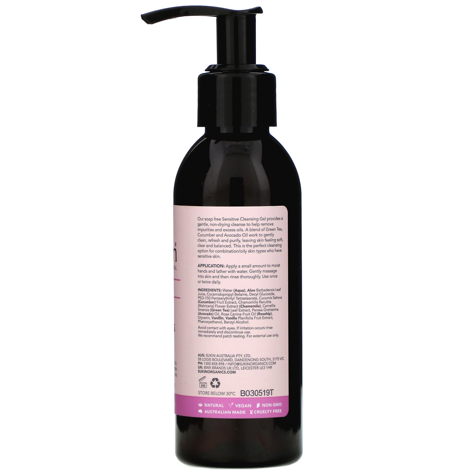 Sukin, Cleansing Gel, Sensitive, 4.23 fl oz (125 ml) - Imagem 2