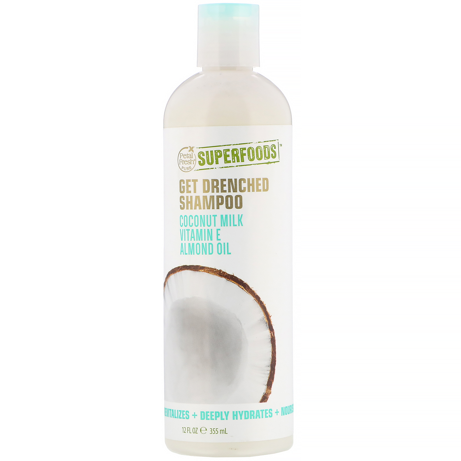 Petal Fresh, Pure, SuperFoods, Get Drenched Shampoo, Coconut Milk, Vitamin E & Almond Oil, 12 fl oz (355 ml)