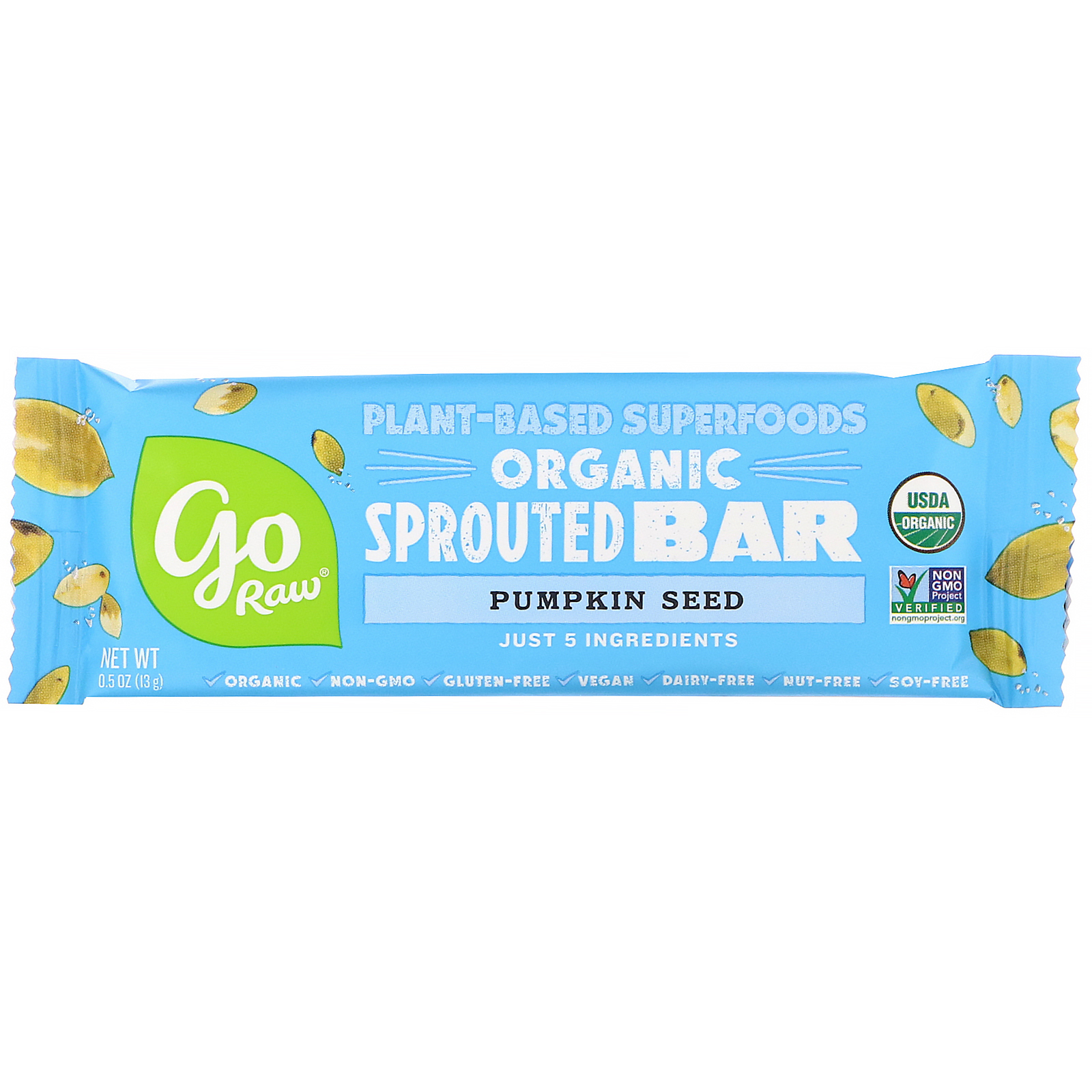 Go Raw, Organic Sprouted Bar, Pumpkin Seed, 10 Bars, 0.5 oz (13 g) Each - Imagem 4