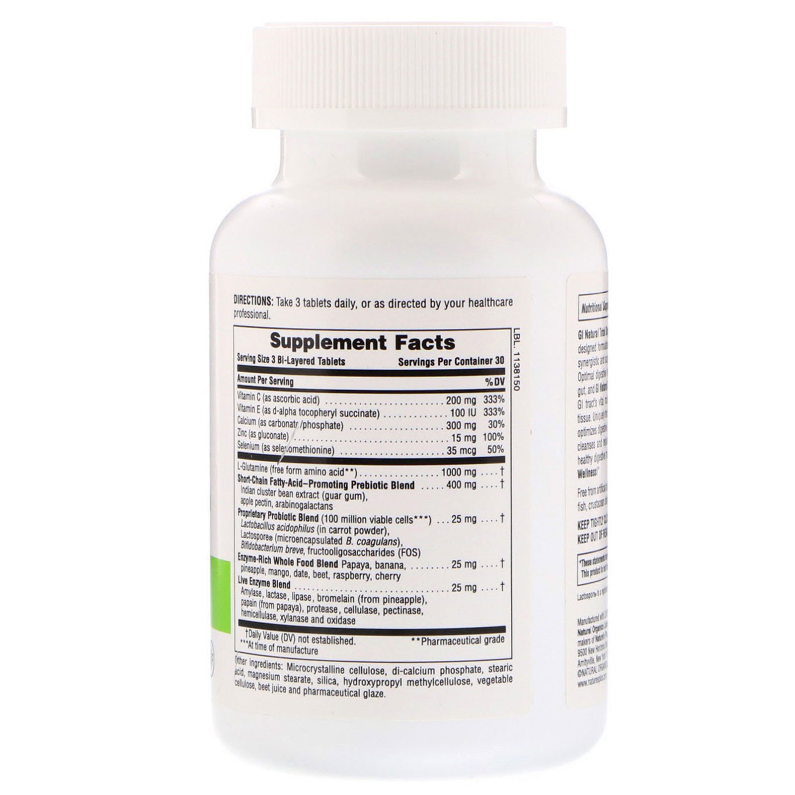 Nature's Plus, Total Digestive Wellness, GI Natural, 90 Bi-Layered Tablets - Imagem 2