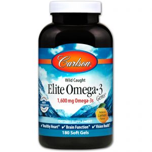 Carlson Labs, Peixe Selvagem, Elite Omega-3 Gems, Sabor Natural de Limão, 1600 mg, 180 Cápsulas de Softgel