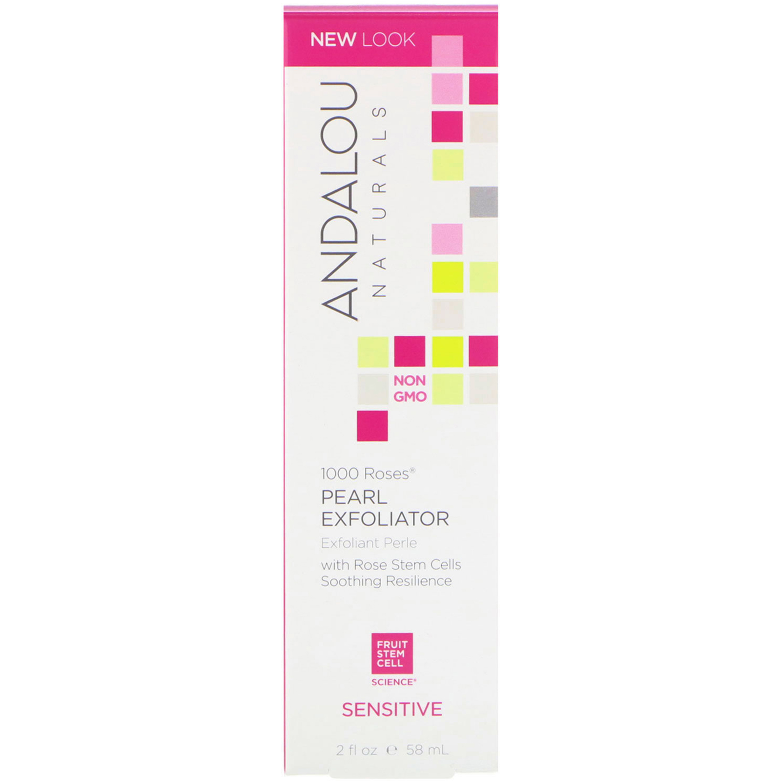 Andalou Naturals, Esfoliante de Pérola, Delicado, 1000 Rosas, 2 fl oz (58 ml)