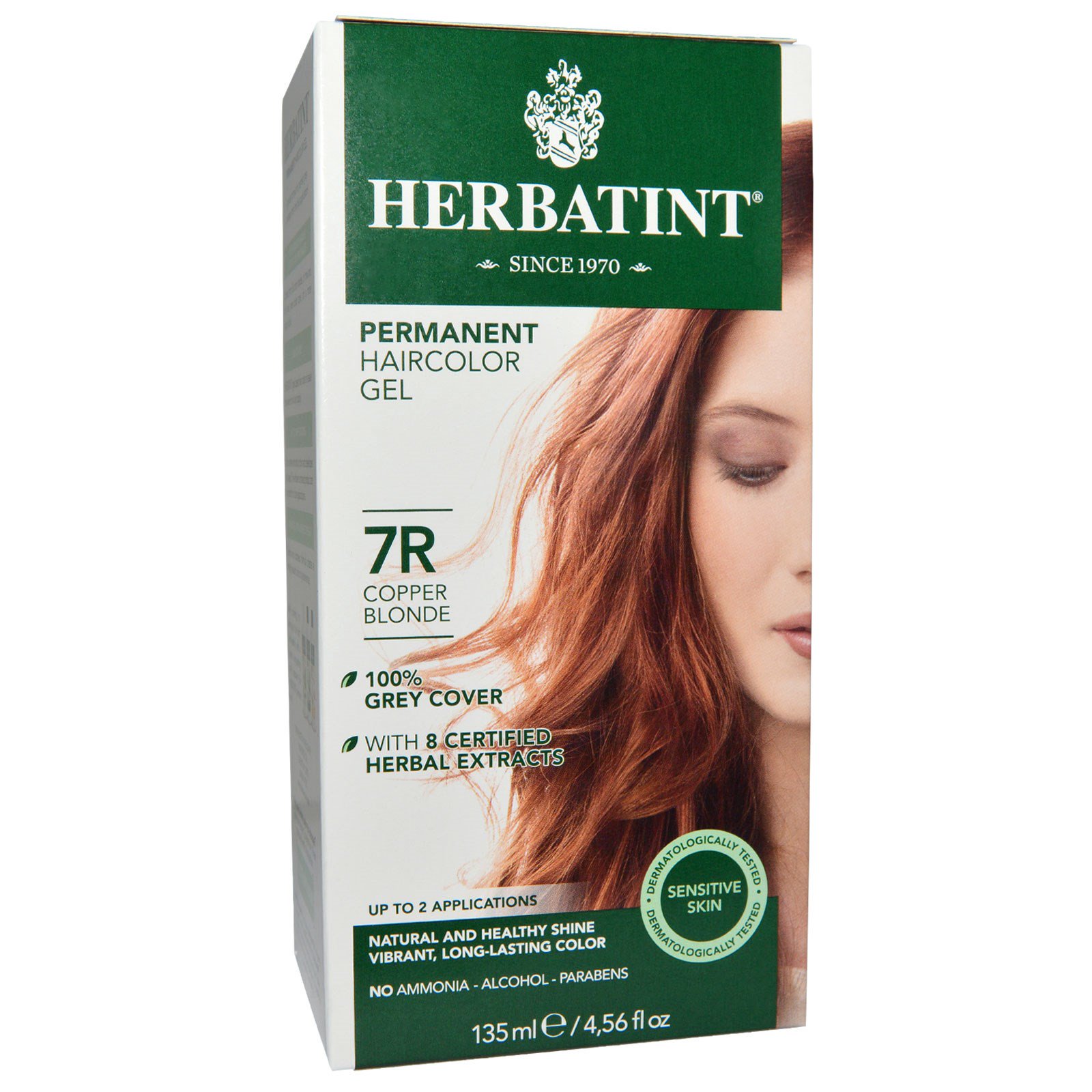 Herbatint, Permanent Herbal Haircolor Gel, 7R, Copper Blonde, 4,56 fl oz (135 ml)