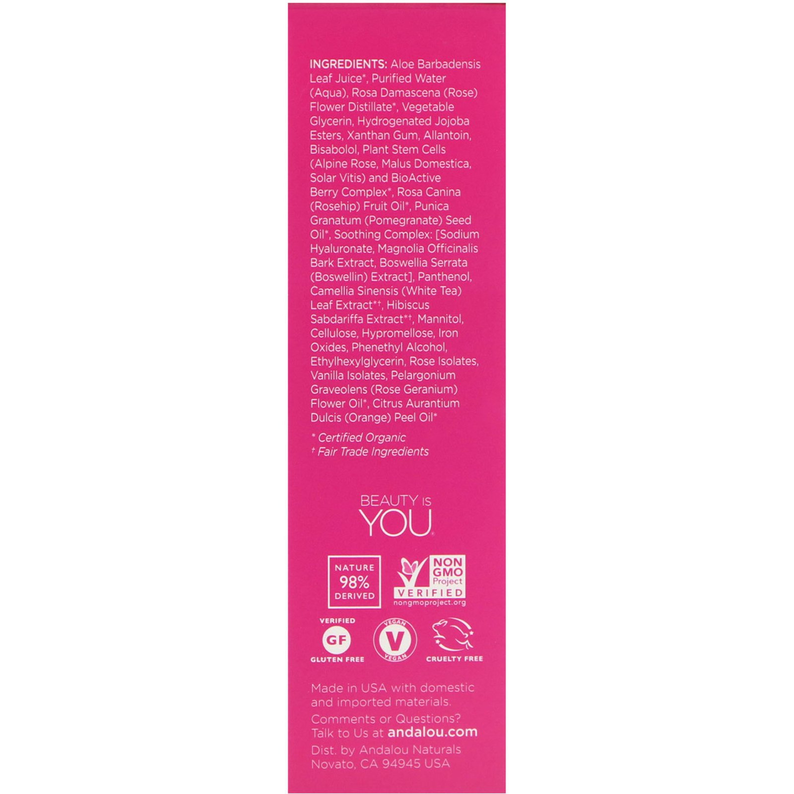 Andalou Naturals, Esfoliante de Pérola, Delicado, 1000 Rosas, 2 fl oz (58 ml) - Imagem 2