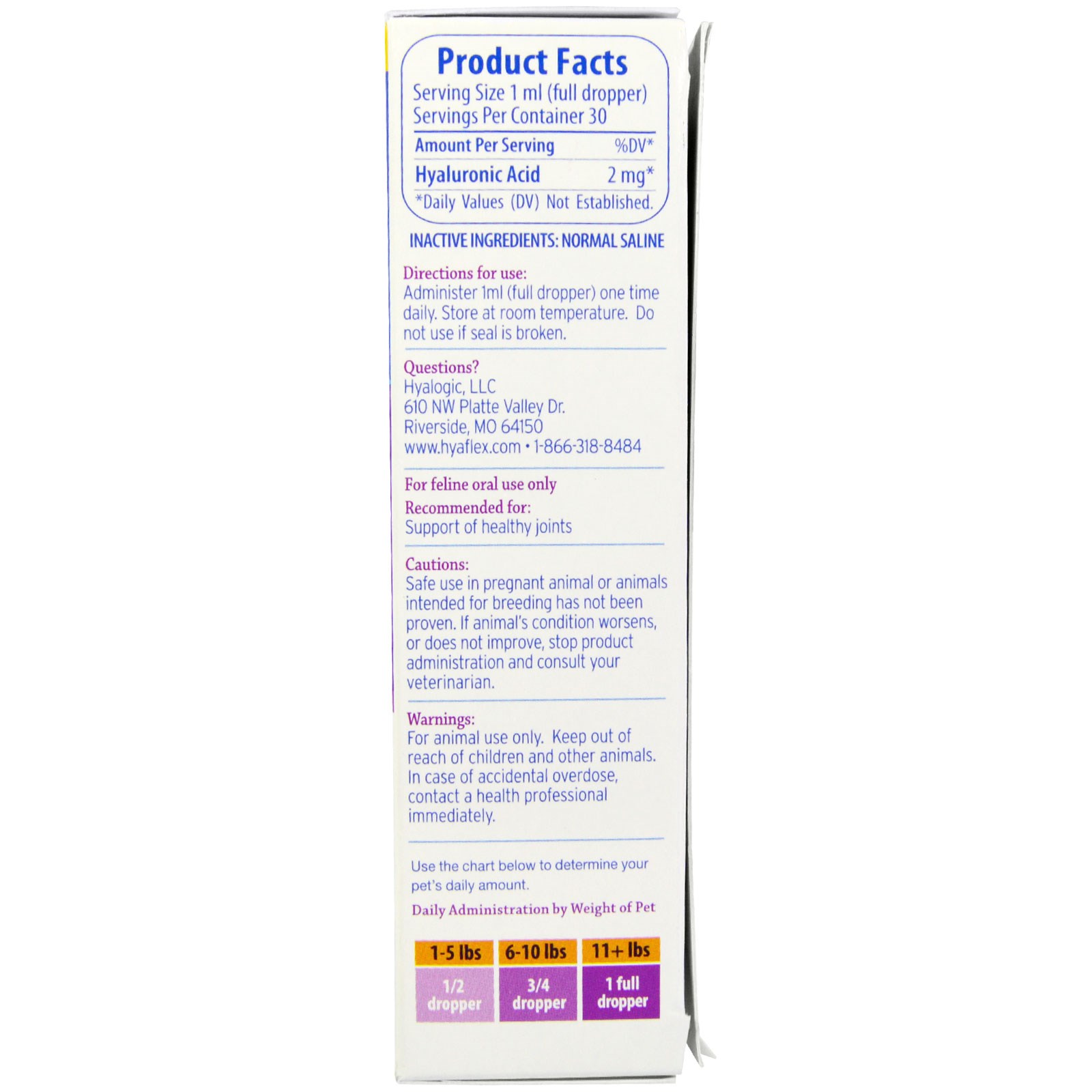 Hyalogic , Hialurônico Flexível para Gatos, Ácido Hialurônico (HA) via Oral, Original, 1 onça (30 mL) - Imagem 2