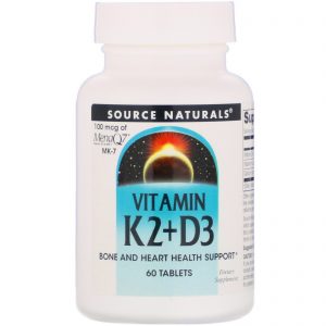 Source Naturals, Vitamina K2 + D3, 100 mcg, 60 Comprimidos