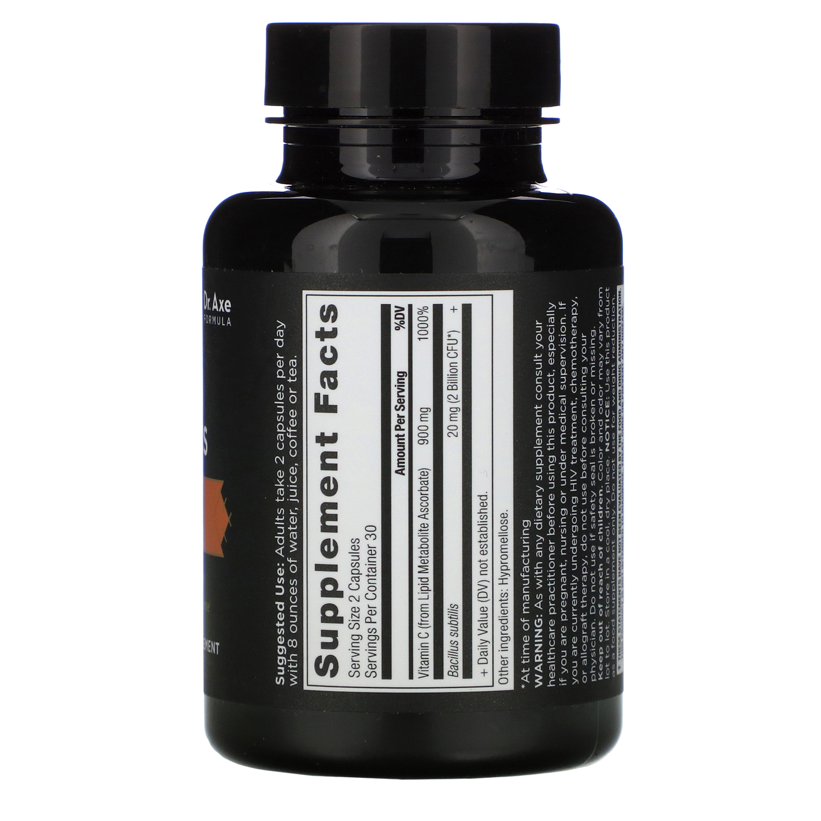 Dr. Axe / Ancient Nutrition, Ancient Nutrients, Vitamin C + Probiotics, 60 Capsules - Imagem 2