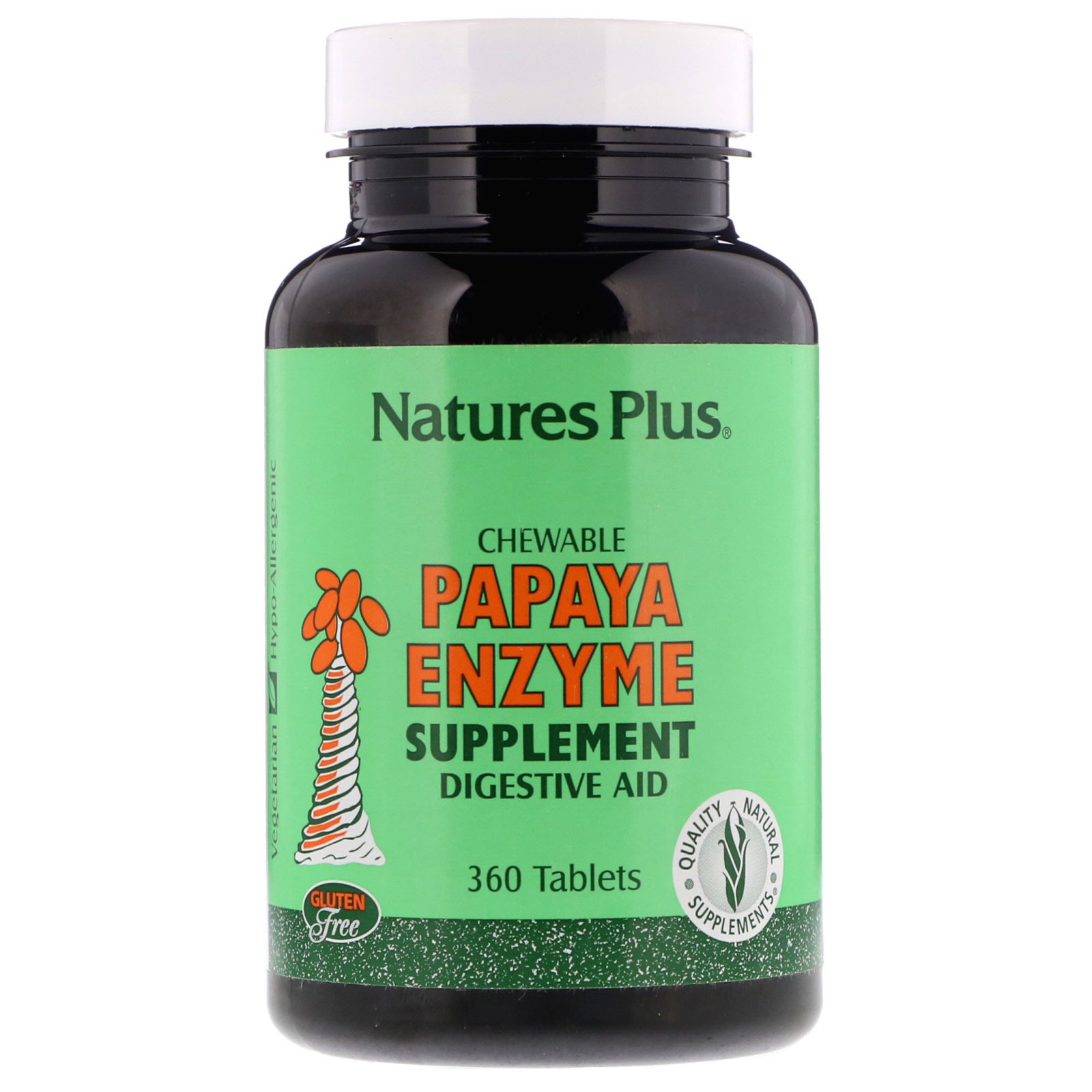 Nature's Plus, Suplemento Mastigável de Enzima de Mamão, 360 Comprimidos