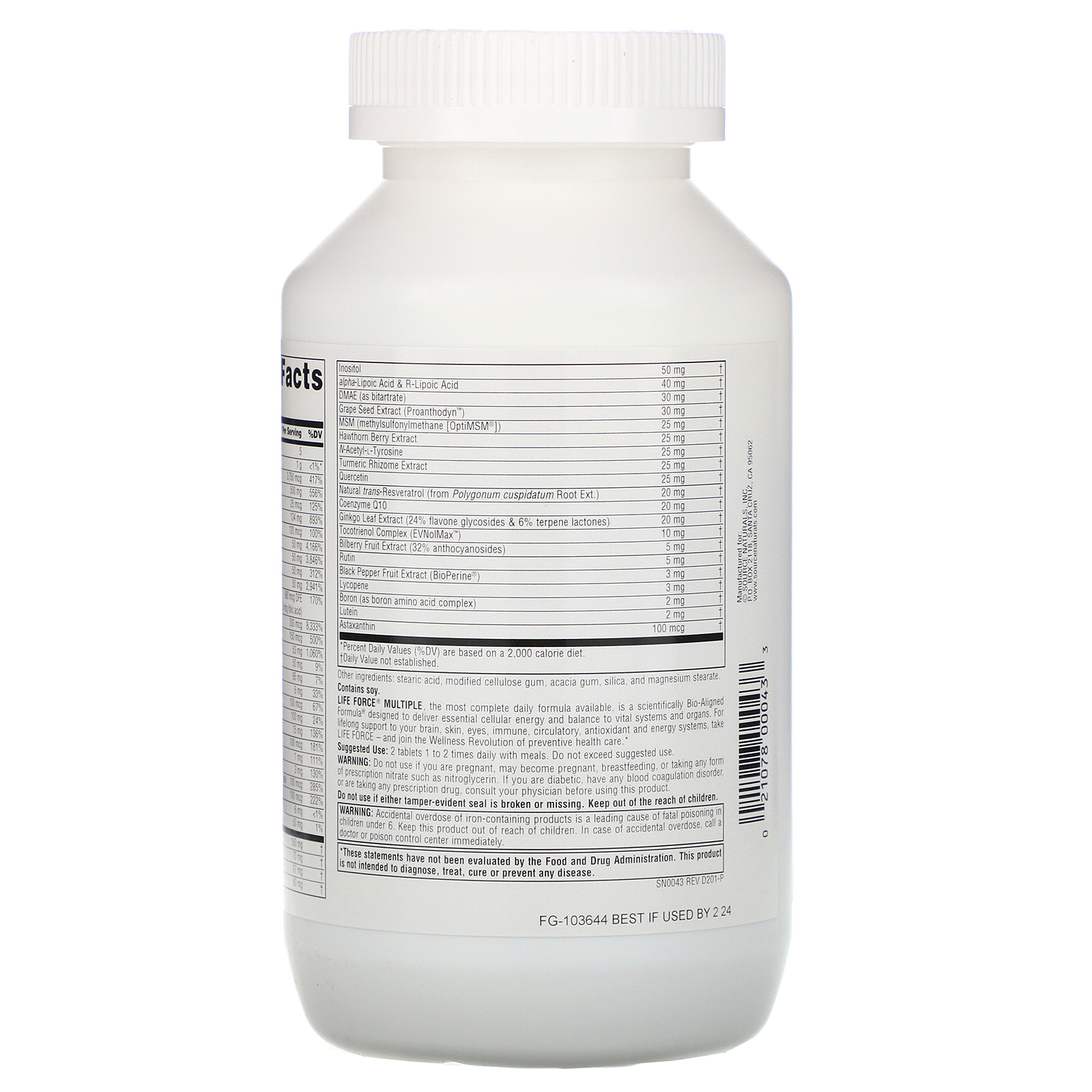 Source Naturals, Life Force Multiple, 180 Comprimidos - Imagem 2