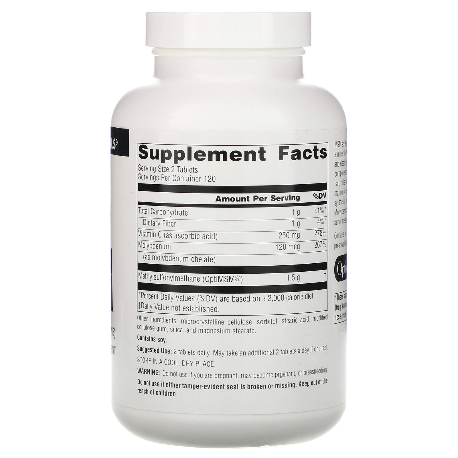 Source Naturals, MSM, Methylsulfonylmethane, 240 Tablets - Imagem 2