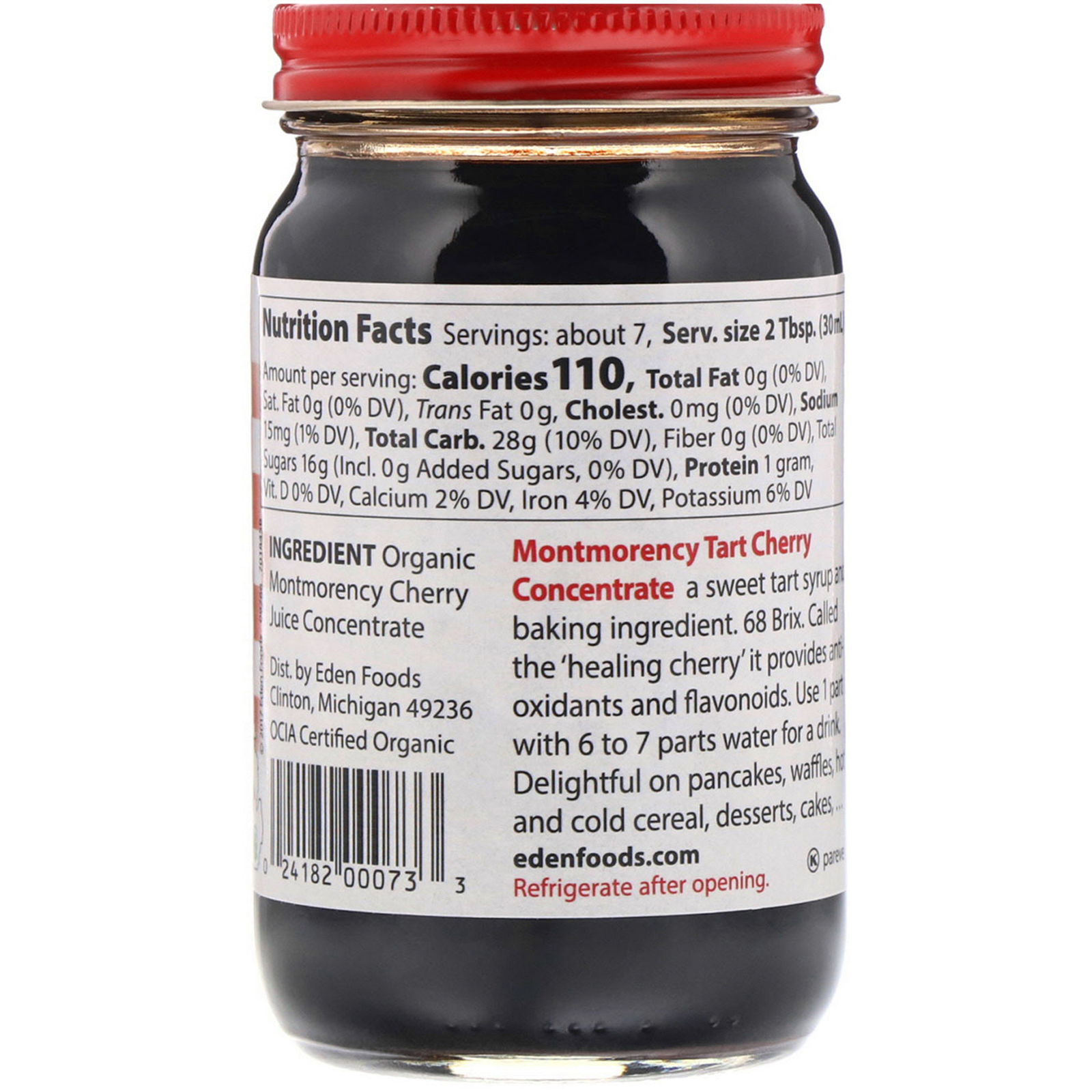 Eden Foods, Suco Concentrado de Cereja Ácida Orgânica, 7,5 onças fluidas (222 mL) - Imagem 2