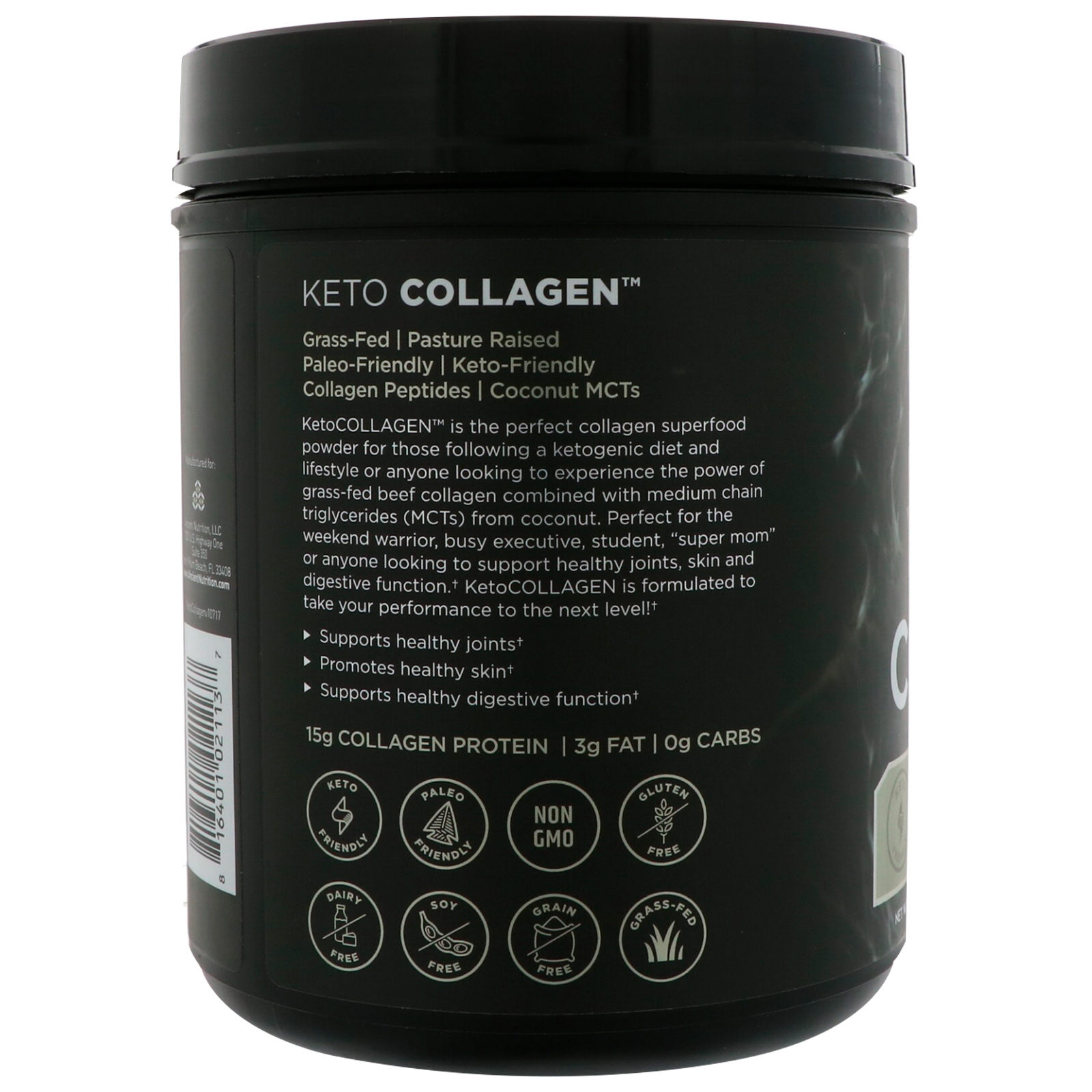 Dr. Axe / Ancient Nutrition, Colágeno Para Dietas Cetogênicas, Proteínas do Colágeno + TCM de Coco, 540 g (1,19 lbs) - Imagem 3