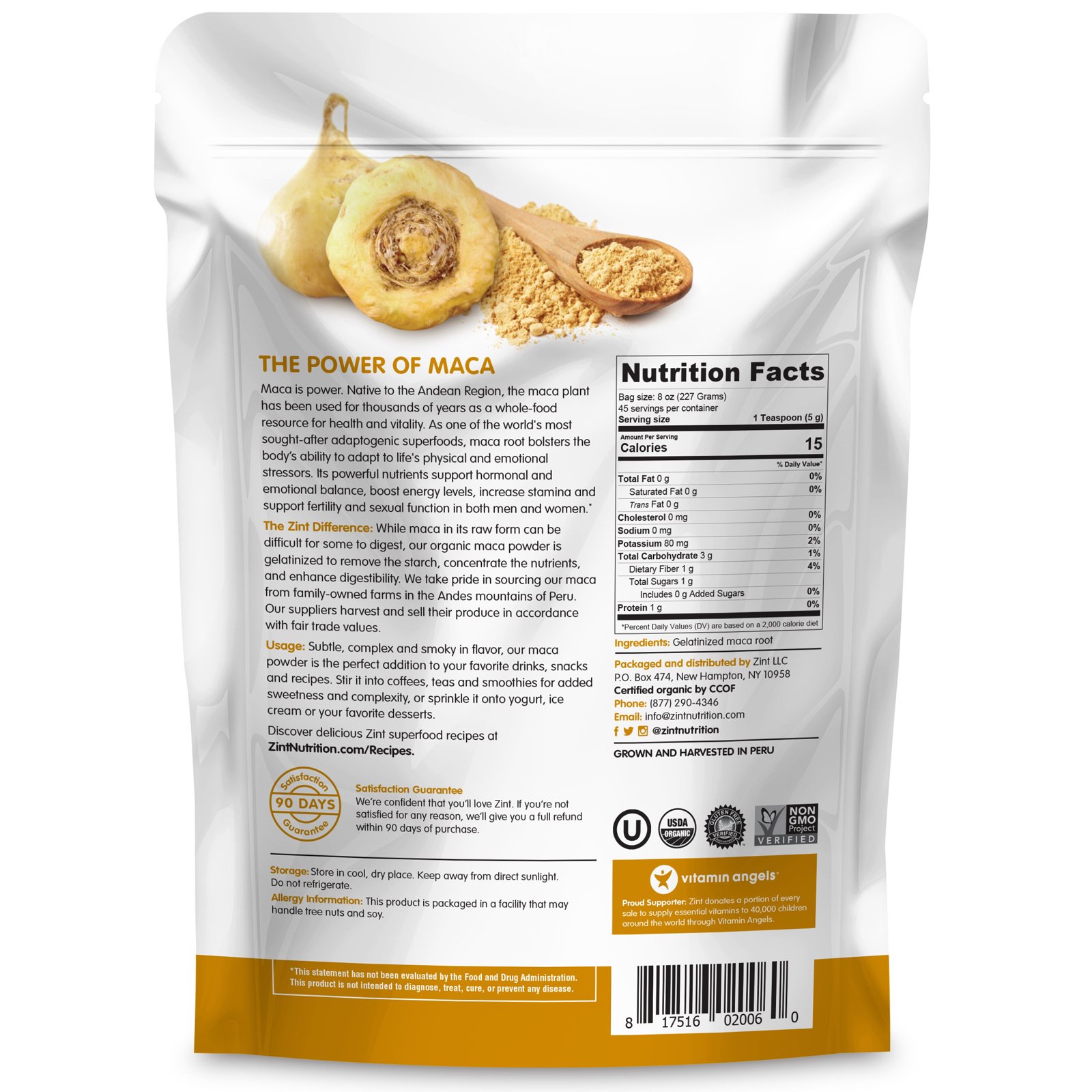 Zint, Maca, Pó Orgânico Gelatinizado, 227 g - Imagem 2