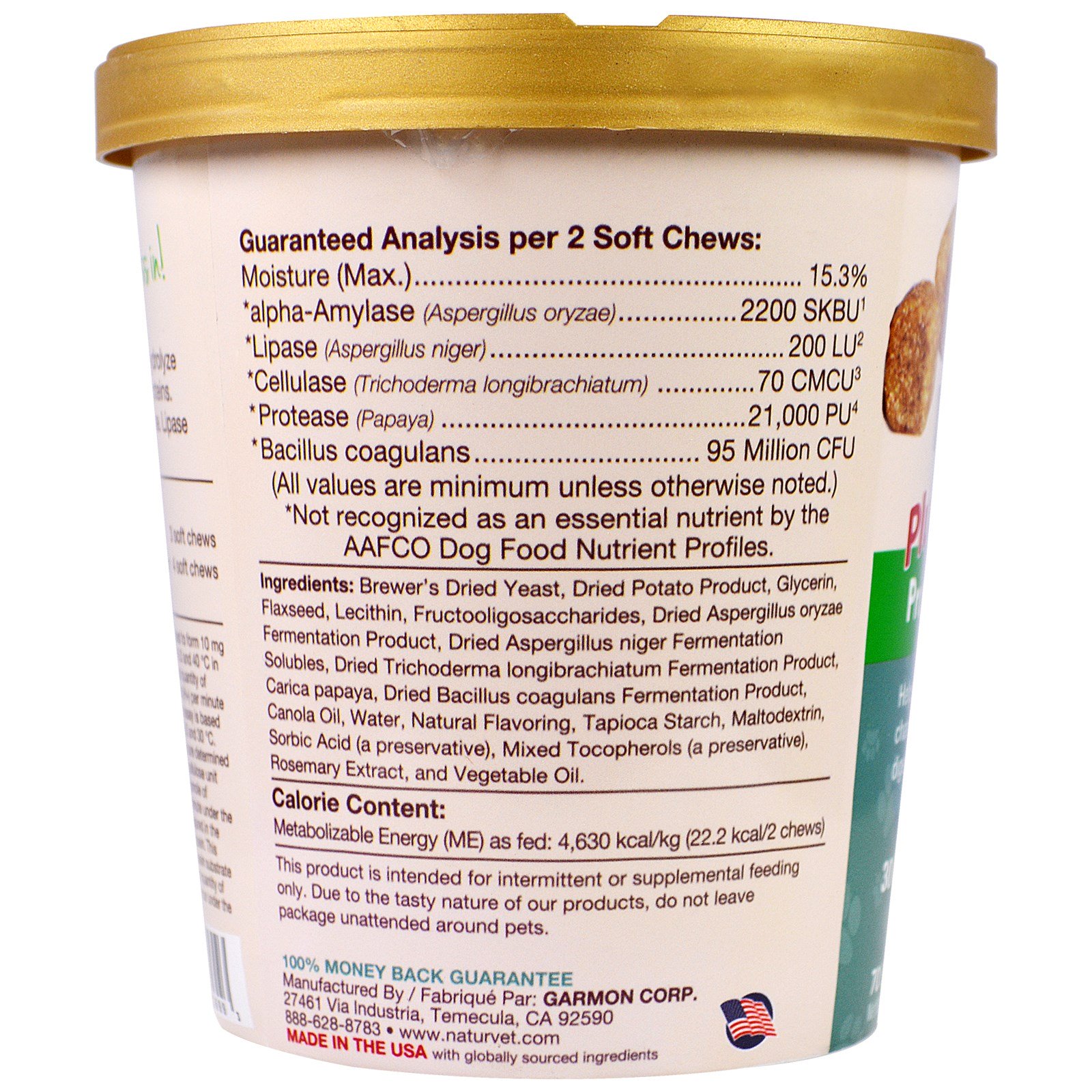 NaturVet, Enzimas Digestivas, Mais Pré e Probióticos, 70 Comprimidos Mastigáveis, 5,9 oz (168 g) - Imagem 2