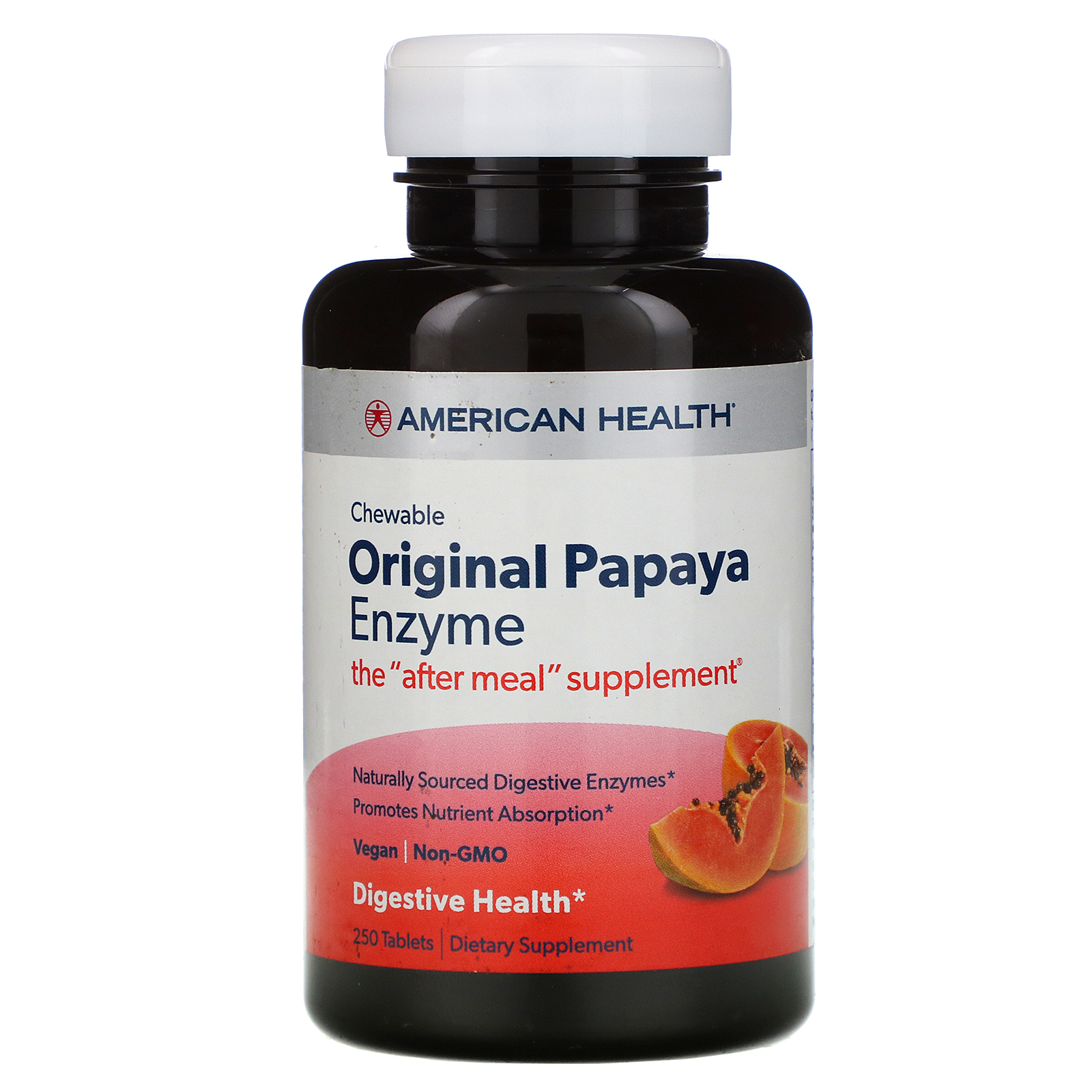 American Health, Enzima Original de Papaia, 250 Comprimidos Mastigáveis