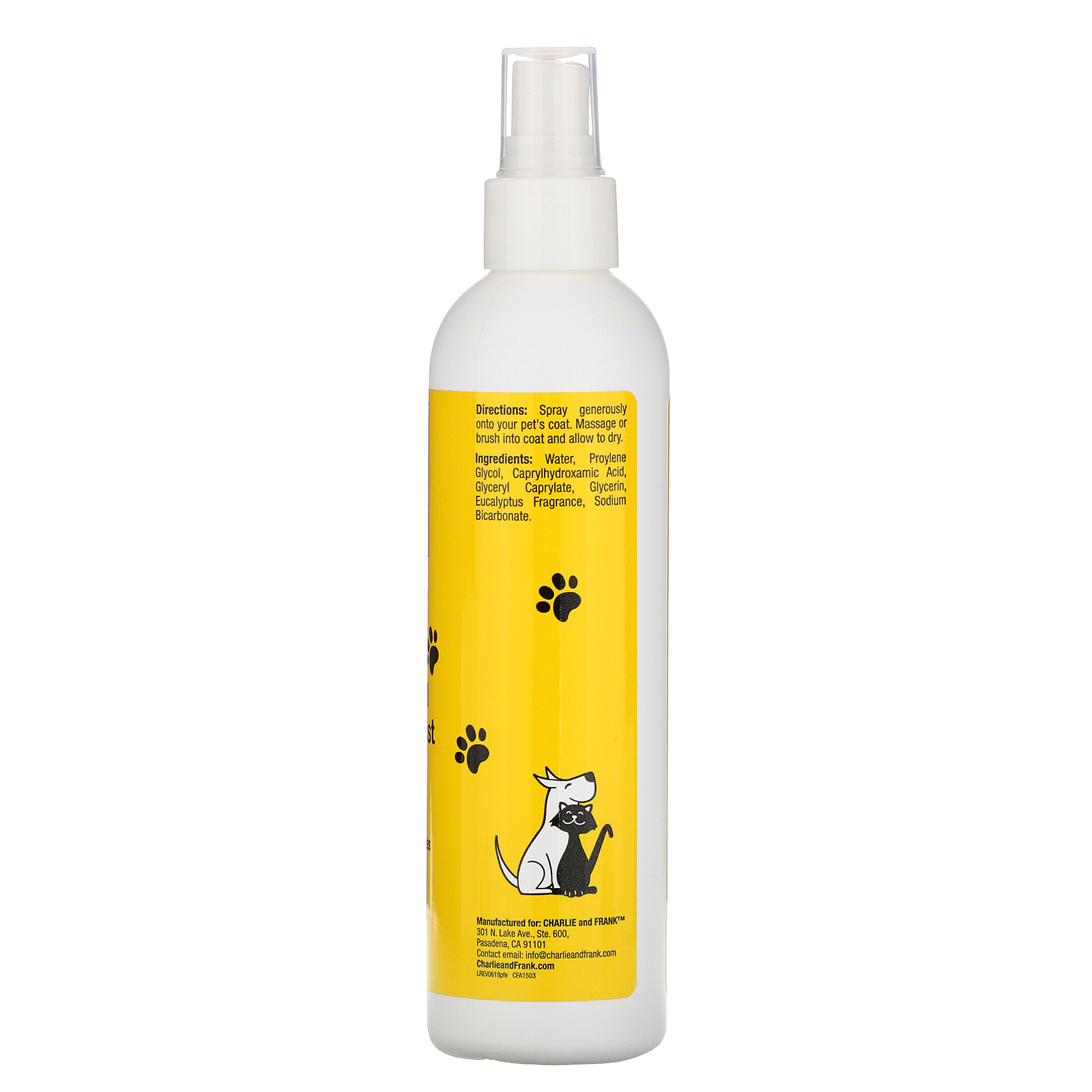 Charlie & Frank, Spray de limpeza para animais de estimação, Eucalipto, 273 ml - Imagem 2