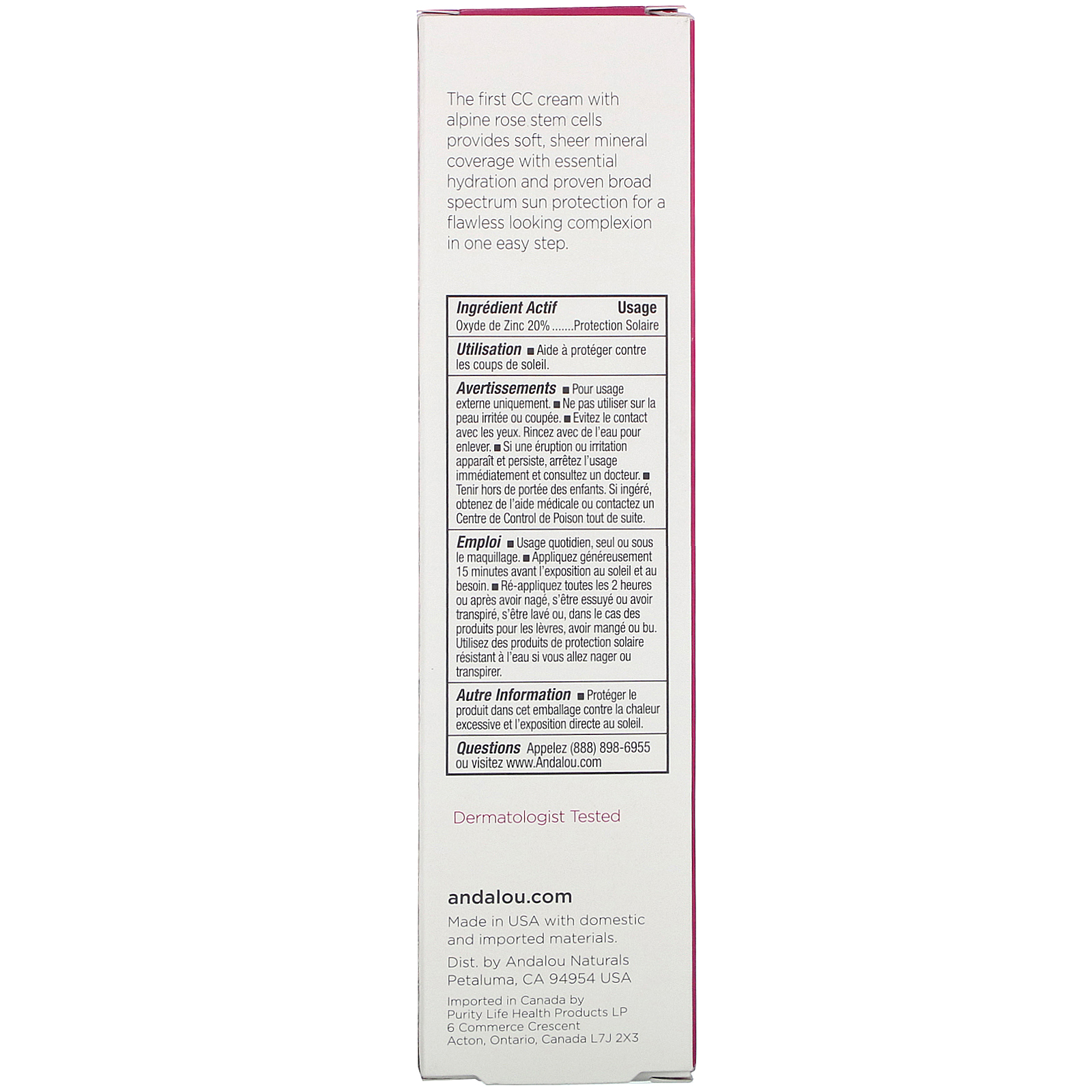 Andalou Naturals, 1000 Roses, CC Color + Correct, Sensitive, SPF 30, Sheer Beige, 2 fl oz (58 ml) - Imagem 3