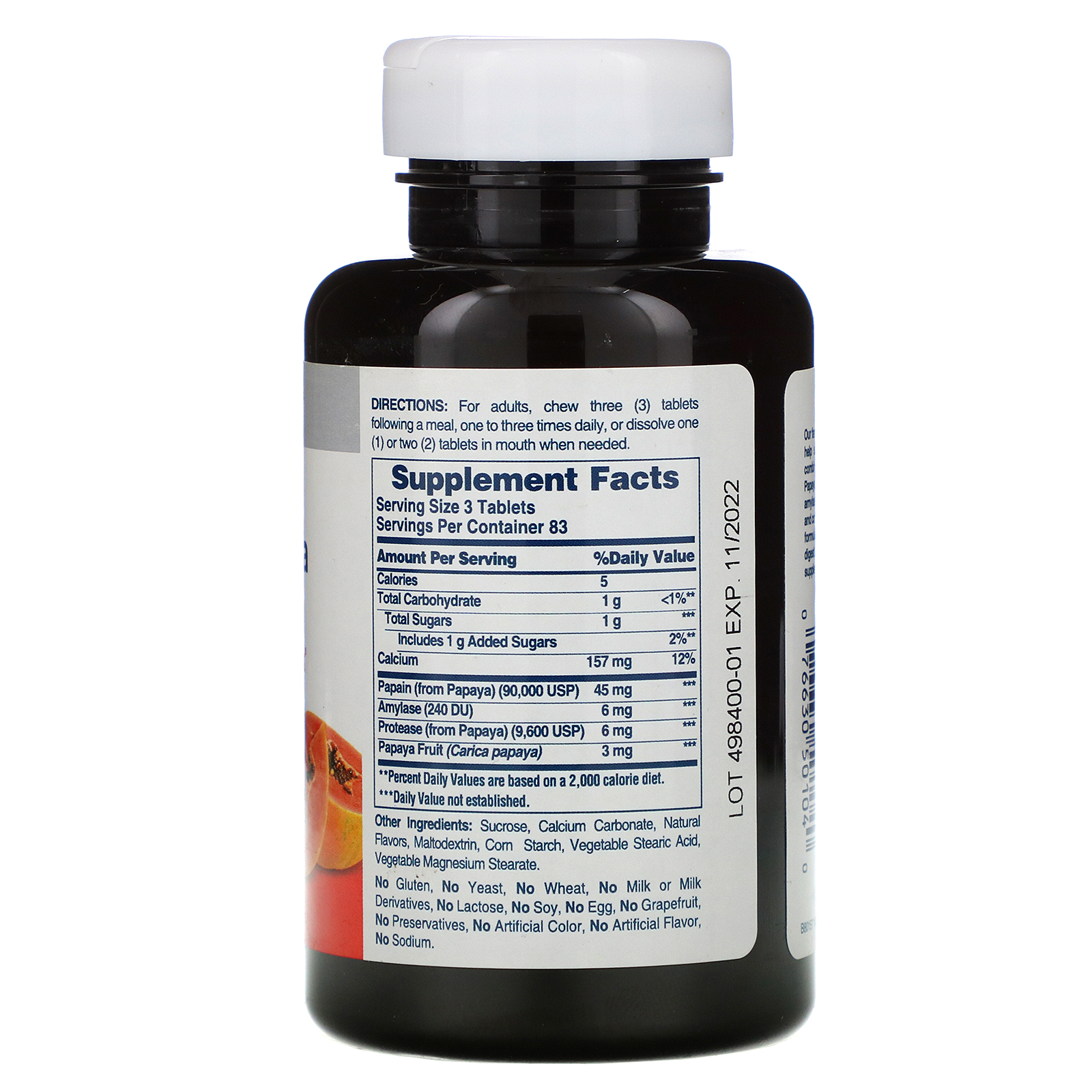 American Health, Enzima Original de Papaia, 250 Comprimidos Mastigáveis - Imagem 2