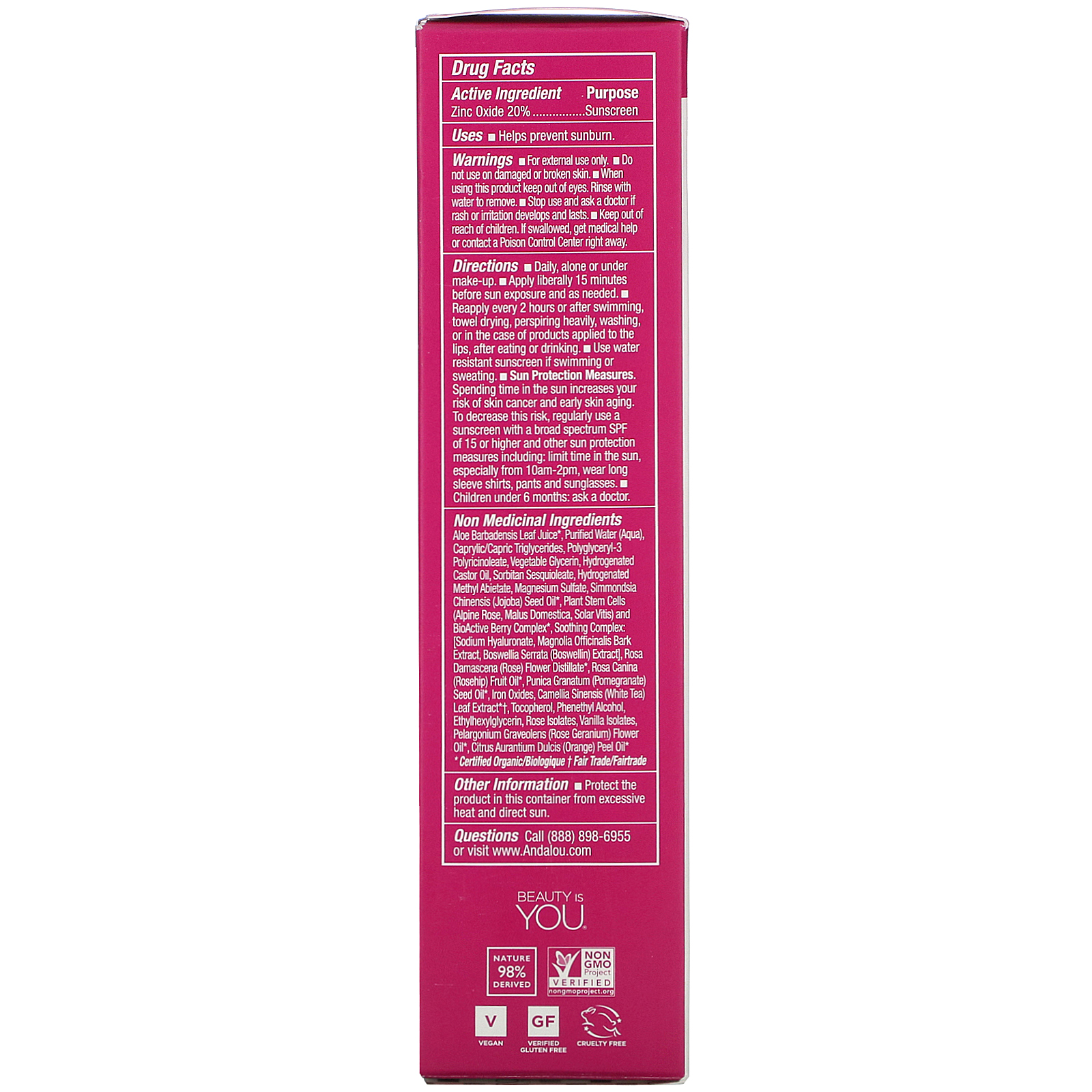 Andalou Naturals, 1000 Roses, CC Color + Correct, Sensitive, SPF 30, Sheer Beige, 2 fl oz (58 ml) - Imagem 4