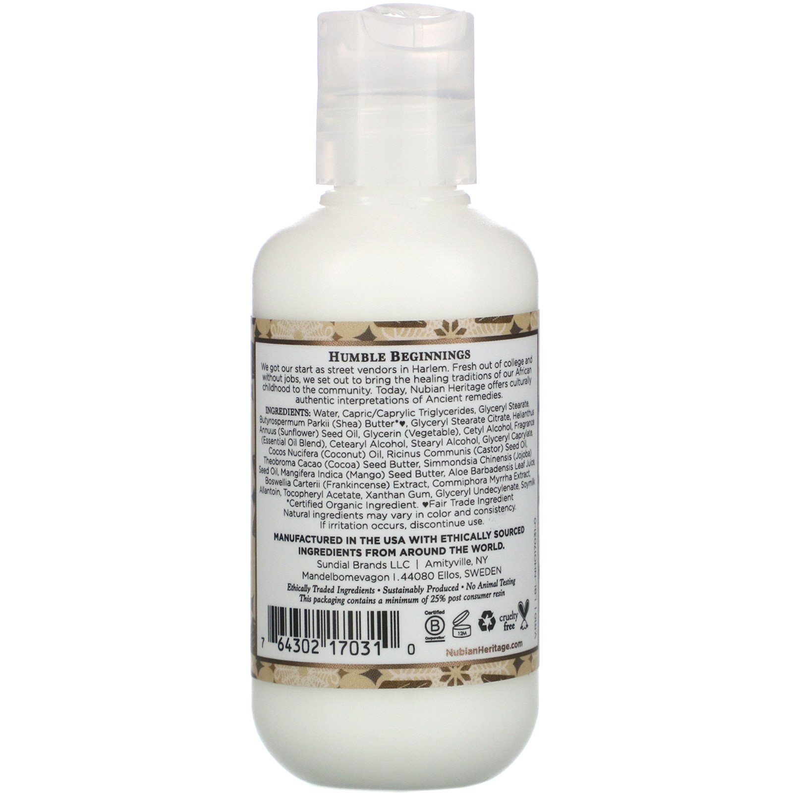 Nubian Heritage, Raw Shea Butter Body Lotion, 3 oz (85 g) - Imagem 2