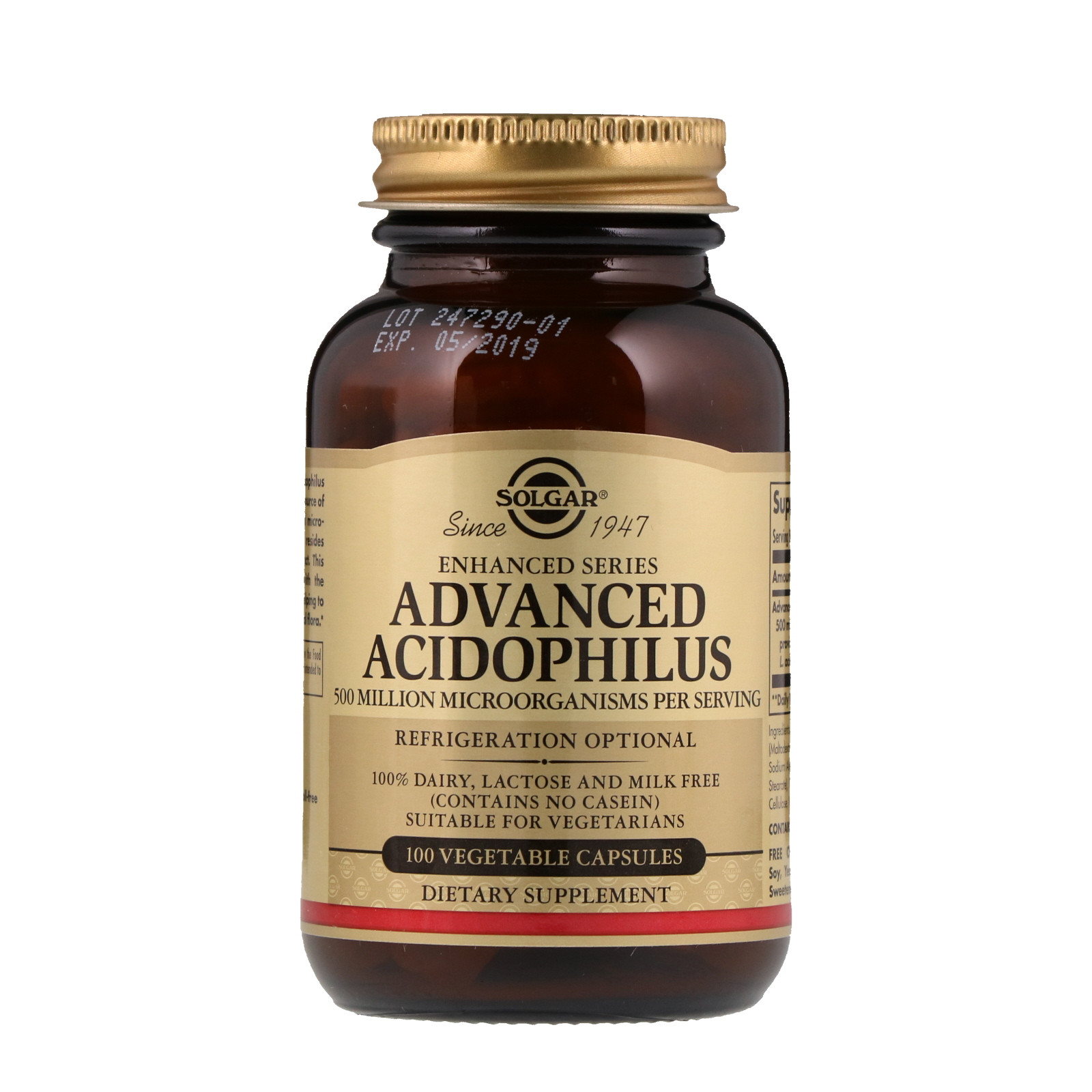 Solgar, Acidophilus Avançado, 100 Cápsulas Vegetais