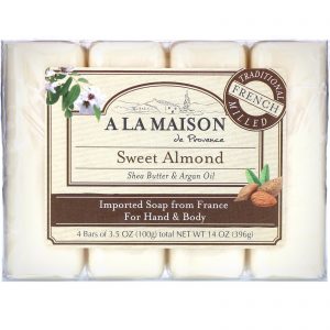 A La Maison de Provence, Sabonete em Barra para Mãos e Corpo, Amêndoa doce, 4 Barras, 3.5 oz cada