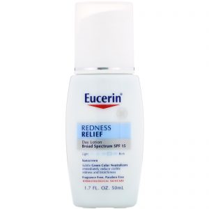 Eucerin, Alívio da vermelhidão, loção de aperfeiçoamento diário, FPS 15, sem perfume, 1,7 fl. oz. (50 mL)