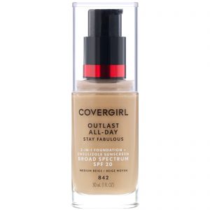 Covergirl, Outlast All-Day Stay Fabulous, Base 3 em 1, 842 Bege médio, 30 ml