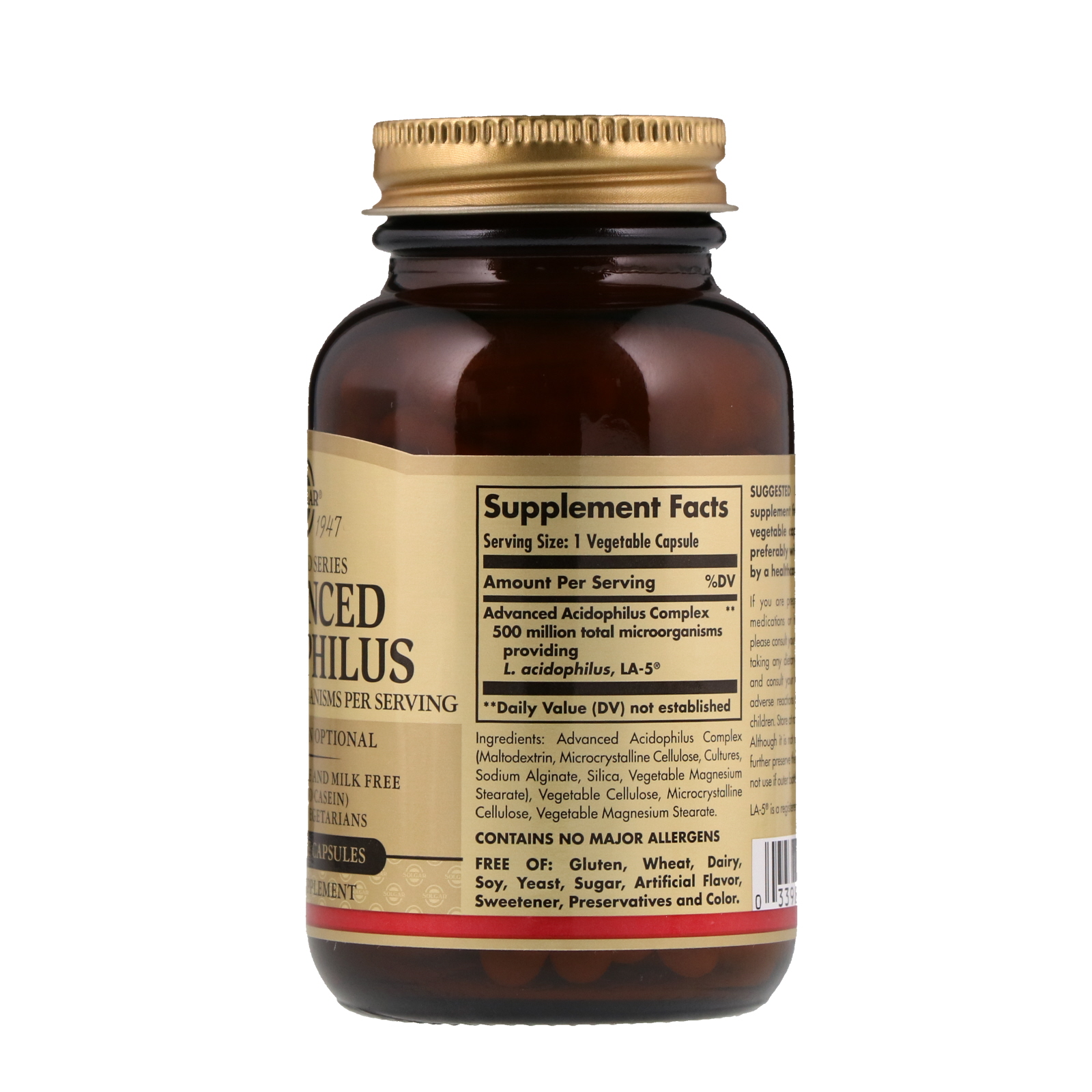 Solgar, Acidophilus Avançado, 100 Cápsulas Vegetais - Imagem 2