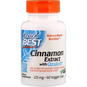 Doctor's Best, Extrato de Canela com Cinnulin PF, 125 mg, 60 Cápsulas Vegetais