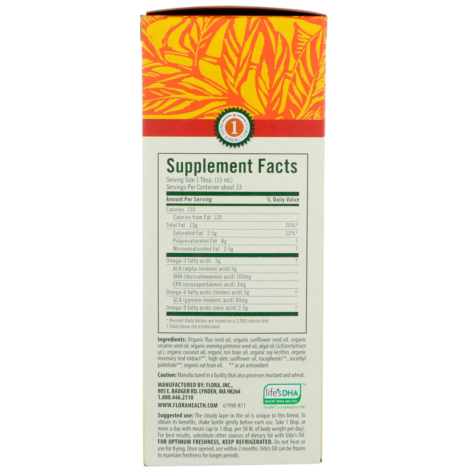 Flora, Udo's Choice, Udo's Oil DHA 3-6-9 Blend, 17 fl oz (500 ml) - Imagem 2