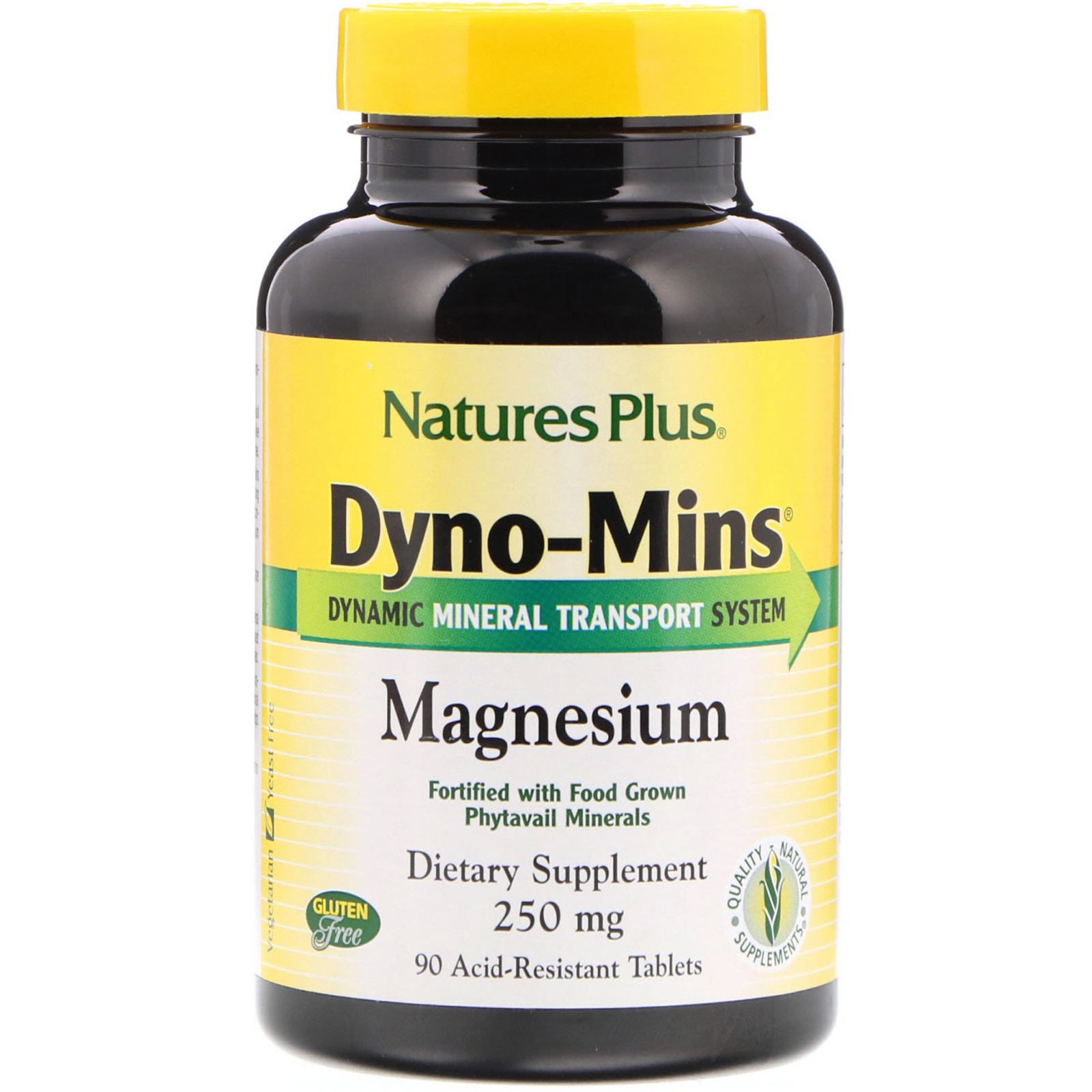 Nature's Plus, Dyno-Mins, Magnésio, 250 mg, 90 Comprimidos Resistentes a Acidez