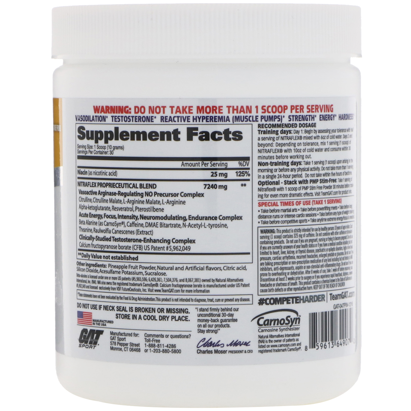 GAT, NITRAFLEX, Pineapple, 10.6 oz (300 g) - Imagem 2
