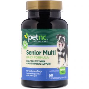 petnc NATURAL CARE, Cuidados Naturais para Animais de Estimação, Fórmula Sênior Diária, Cães Mais Velhos, Sabor de Fígado, 60 Gomas