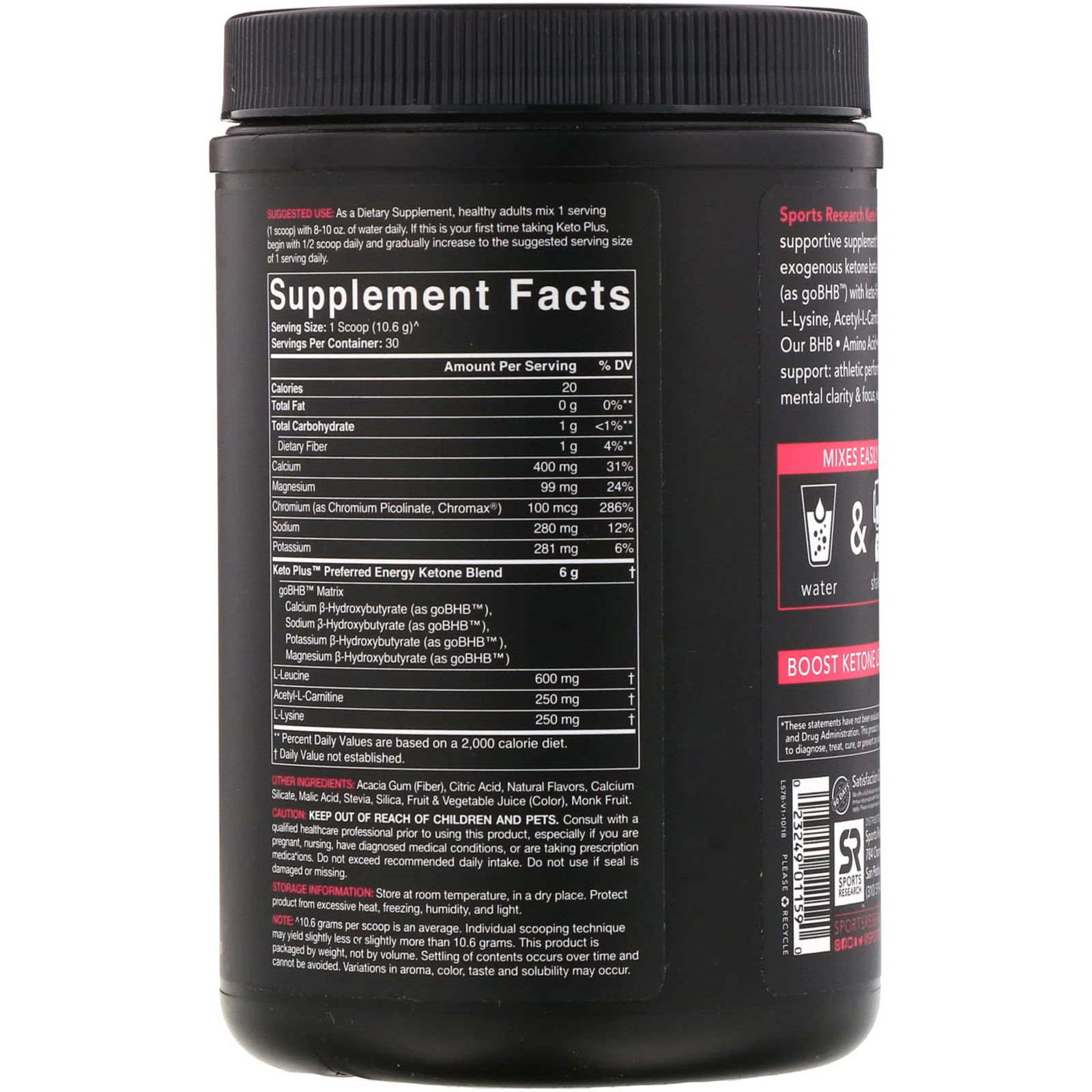 Sports Research, Keto Plus, GO BHB + MCT, Limonada Framboesa, 318 g (11,2 oz) - Imagem 2