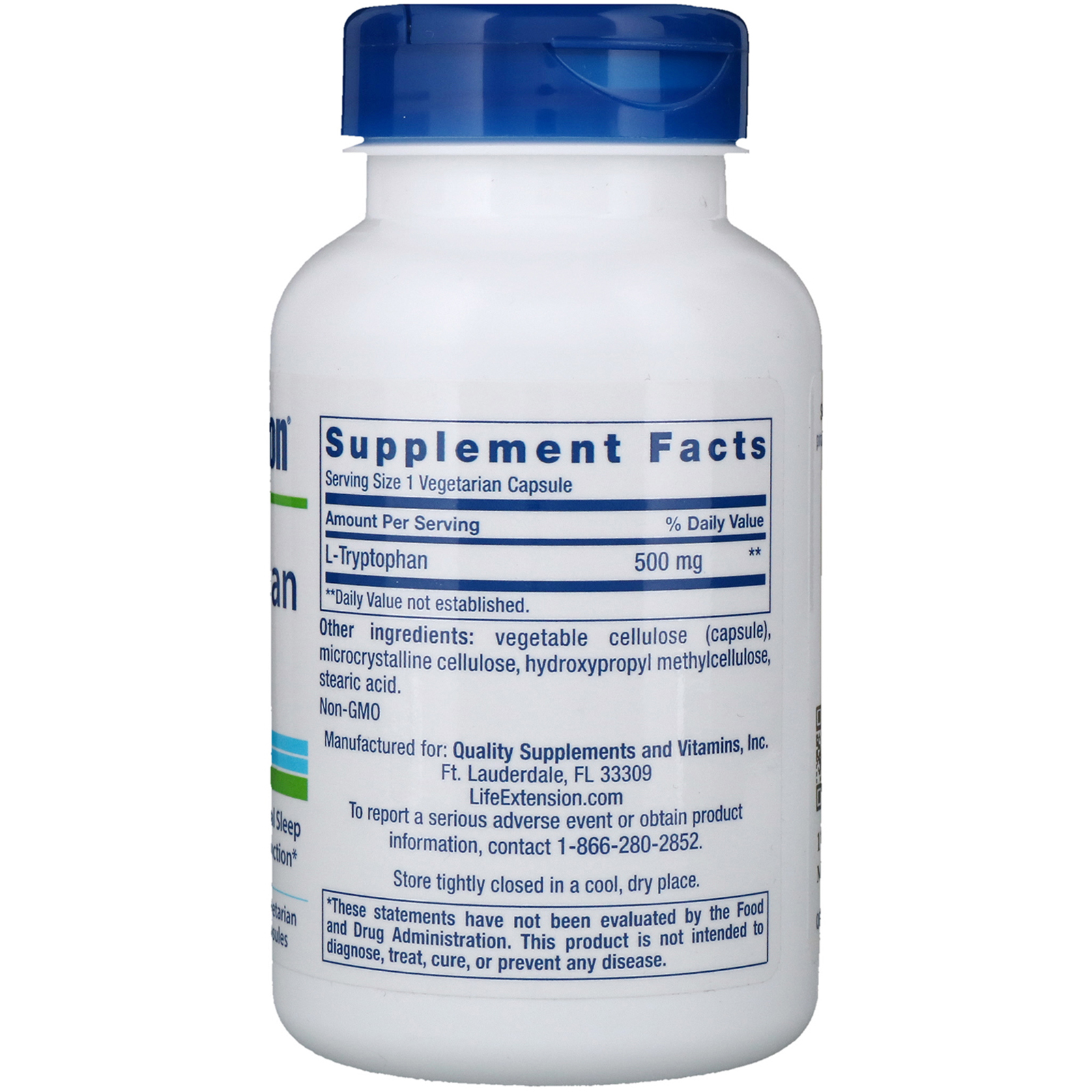 Life Extension, L-Triptofano, 500 mg, 90 Cápsulas Vegetais - Imagem 2