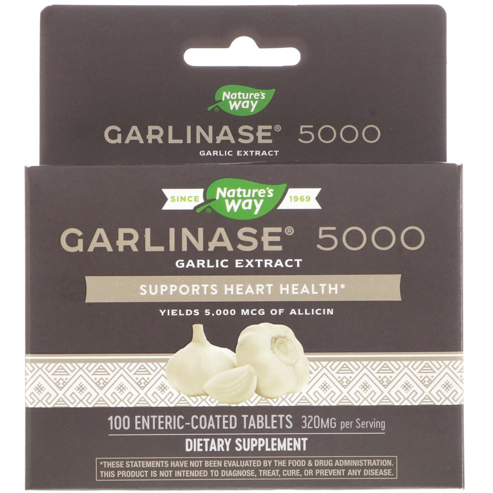 Nature's Way, Garlinase 5000, 320 mg, 100 Comprimidos de Revestimento Entérico