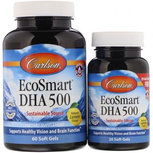 Carlson Labs, DHA Ecológico, Sabor Natural de Limão, 60 Cápsulas Gelatinosas + 20 Cápsulas Gelatinosas Grátis