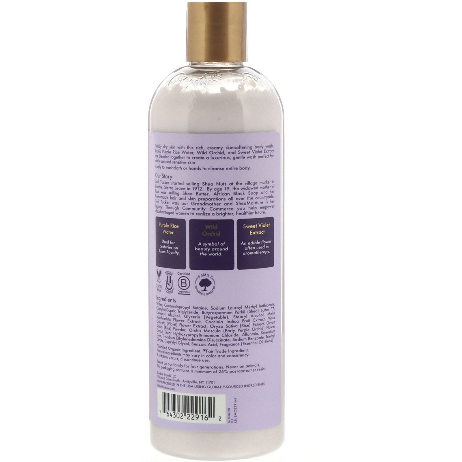 SheaMoisture, Purple Rice Water, Velvet Skin Body Wash, 13 fl oz (384 ml) - Imagem 2
