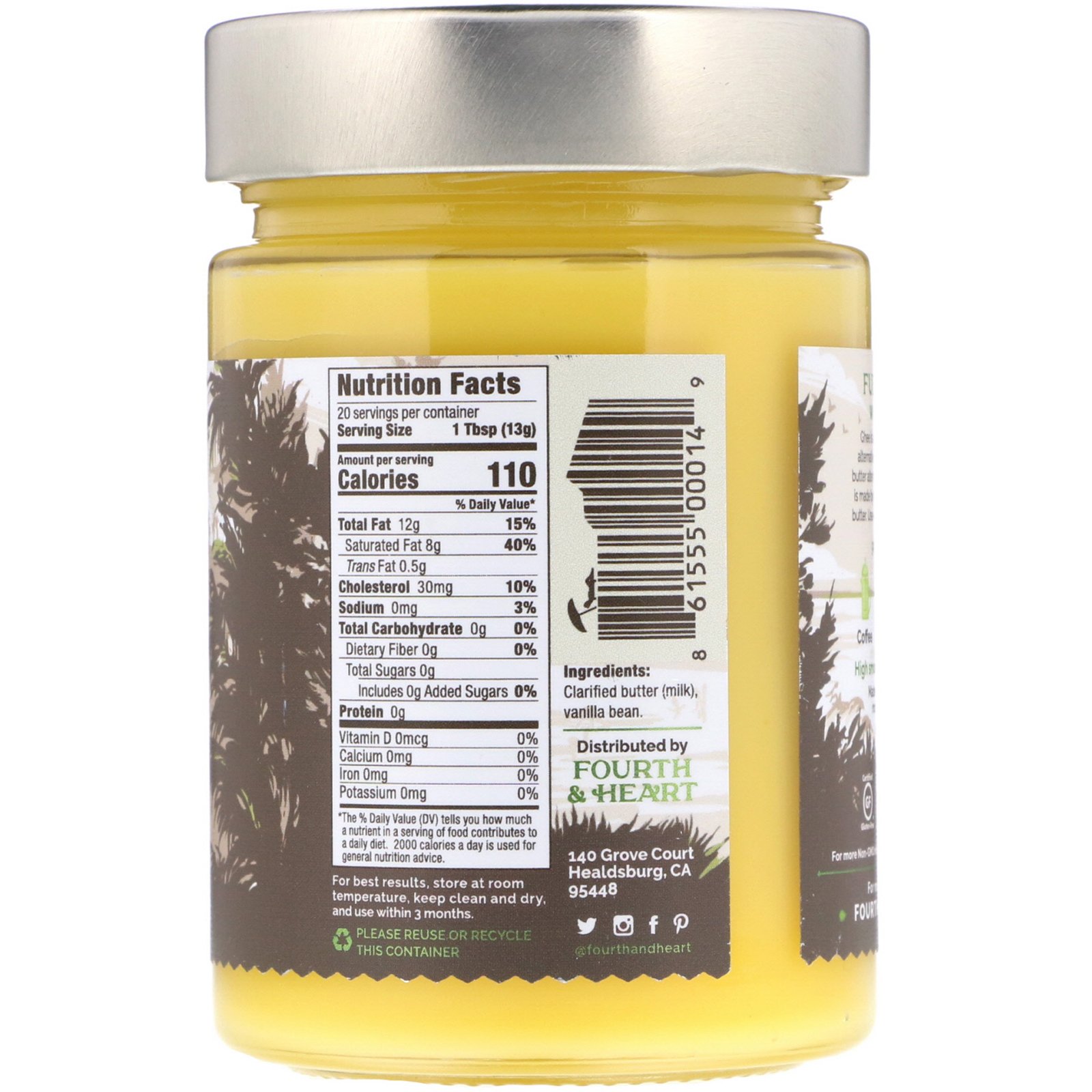 4th & Heart, Ghee Butter, Grass-Fed, Vanilla Bean, 9 oz (225 g) - Imagem 2
