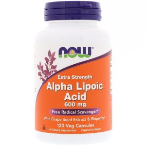 Now Foods, Ácido Alfalipoico, Força Extra, 600 mg, 120 Cápsulas Vegetais