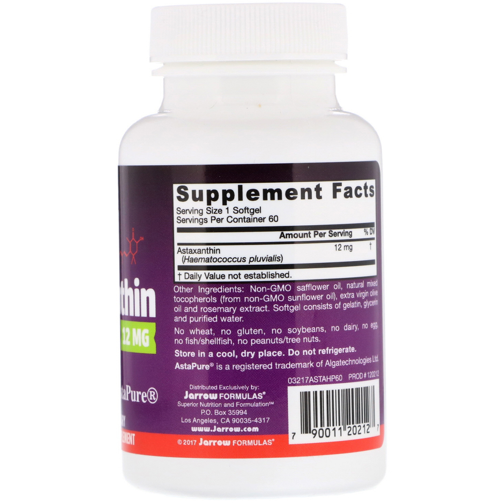 Jarrow Formulas, Astaxantina, 12 mg, 60 Cápsulas Softgel - Imagem 2