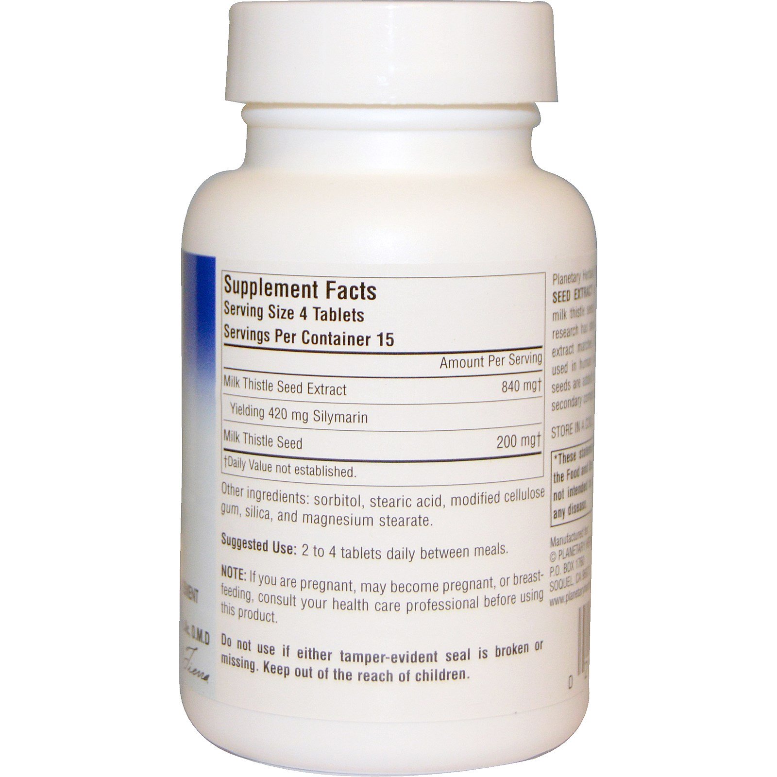 Planetary Herbals, Extrato de Semente de Cardo de Leite, Espectro Completo, 260 mg, 60 Tabletes - Imagem 2