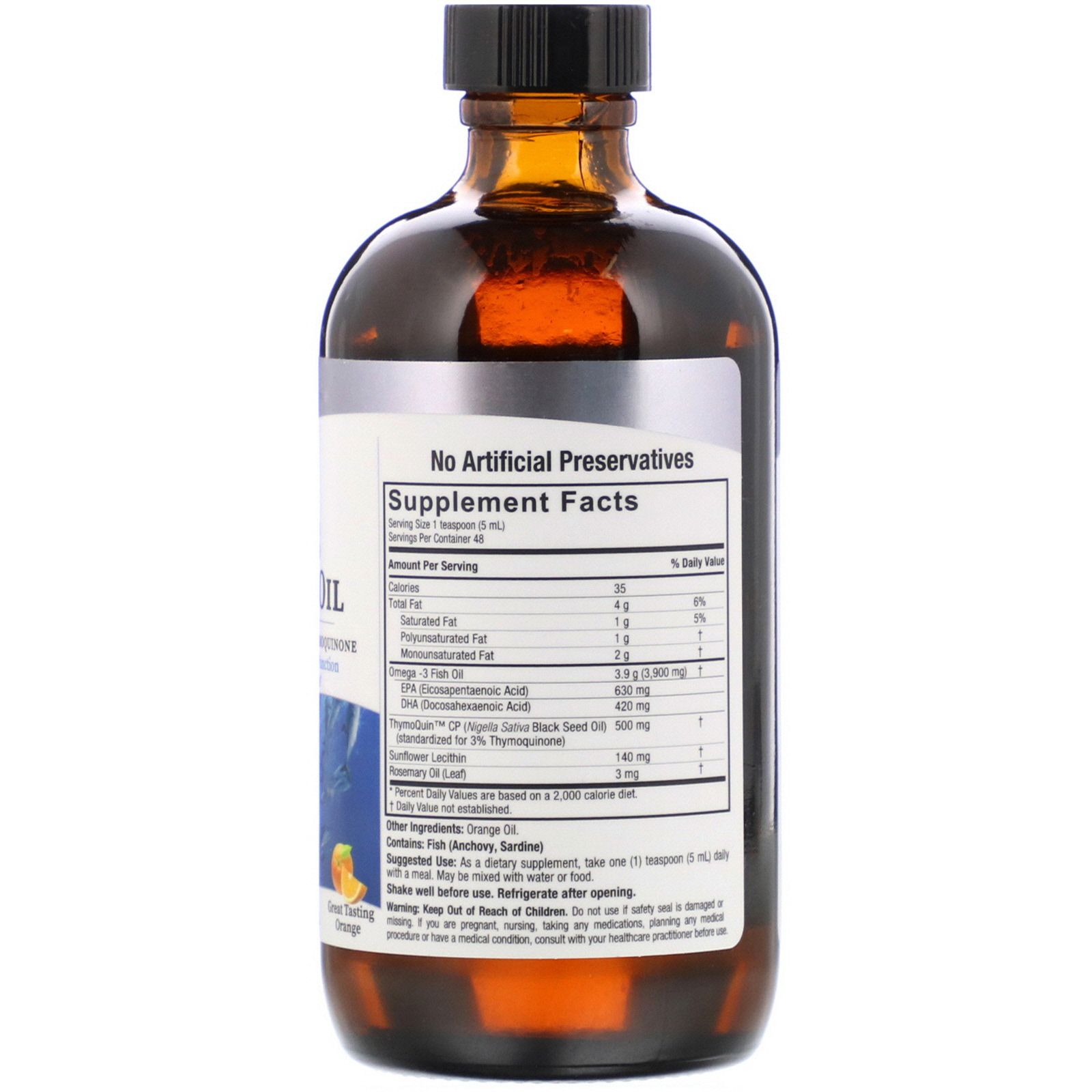 Nature's Answer, Omega-3 with Black Seed Oil, Orange, 8 fl oz (240 ml) - Imagem 2